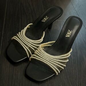 Zara pearl sandal heels